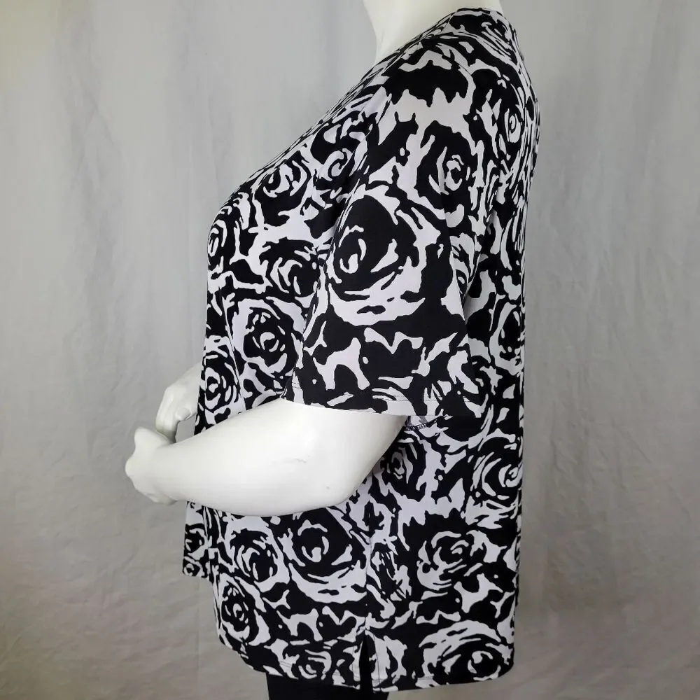 Allison Daley Black and White Floral Print Top‎_2